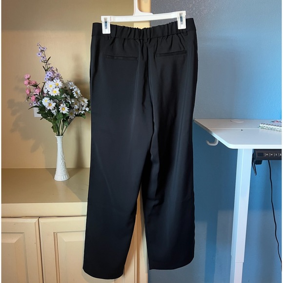 Quince Women's Stretch Crepe Pleated Wide Leg Pants 28" Black 8 Staple Work Luxe - Picture 5 of 8